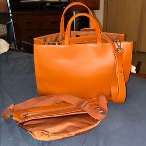 Carla Rockmore 2-in-1 Crossbody Vegan Leather Tote + Sling Bag